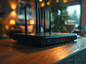 Router steht auf Anrichte