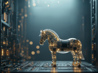 Trojanisches Pferd steht in einem Serverraum.